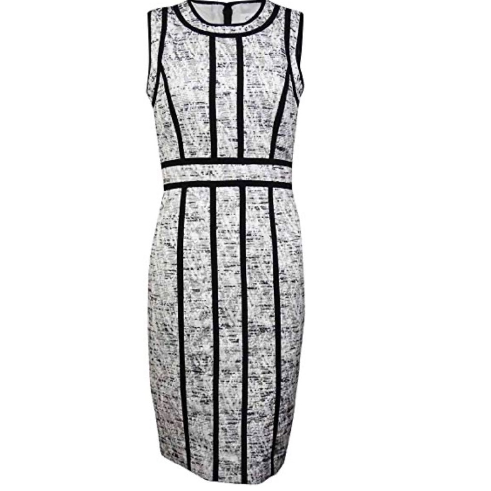 Women's Sheath Dress with Contrast Piping Details